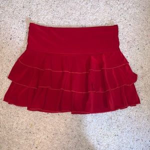 Ruby Red Layered Ruffle Mini Skirt | Ice Tea Brand